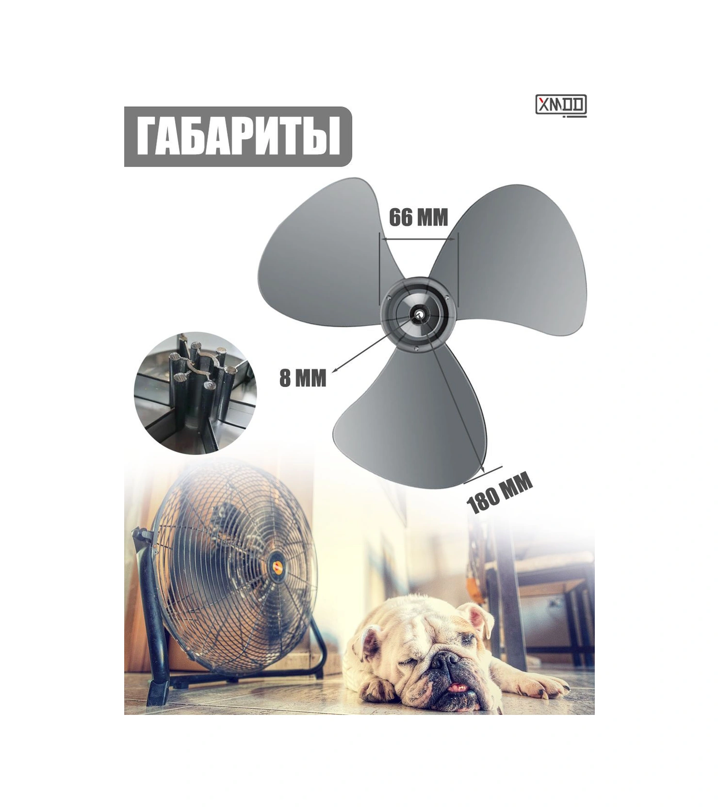 Qingmipy 16 İnç 400mm Siyah 3 Blades Ev Fırçası, Elektrikli Vantilatör Aksesuarı, Ev Genel Kullanım