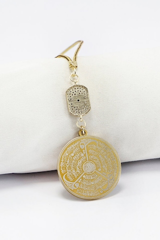 Zirkon Kuzey Yıldızı Gold Renkli 316l Çelik Ayetel Kürsi Felak Na