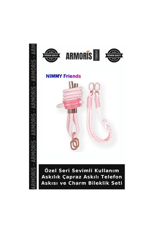Özel Seri Sevimli Kullanım Askılık Çapraz Askılı Telefon Askısı Ve Charm Bileklik Seti