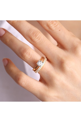 Tektaş & Yarımtur Sarı Altın Yüzük 517674703