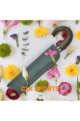 Ahşap Baston Saplı , Fermuarlı Kılıflı Tam Otomatik Şemsiye -bej Genel