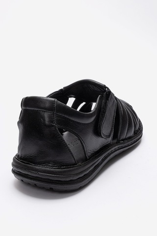 Dericlub Erkek Burnu Kapalı Sandalet Gerçek Deri Dc 1202 Siyah