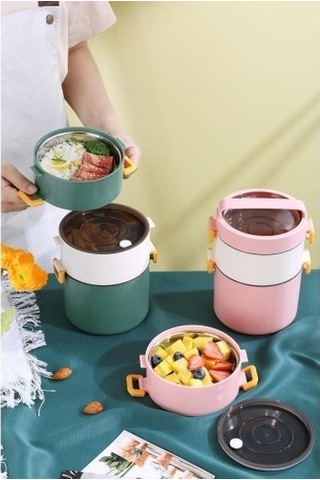 Backpacker Paslanmaz Çelik Yemek Kutusu 1800 ML Pembe