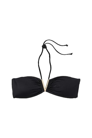 Deep Beach Metal Aksesuarlı Straplez Bikini Üstü Siyah