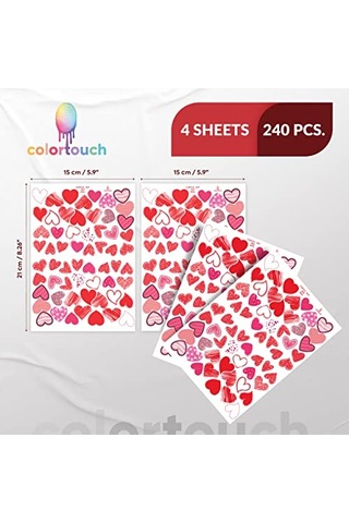 Colortouch Kalpli Çıkartmalar - Hediyelerinizi Süslemek Ve Paketlemek İçin Yüksek Kaliteli Çıkartmalar - 112 Adet Farklı Boyutlarda Ve Farklı Formlarda Çıkartmalar