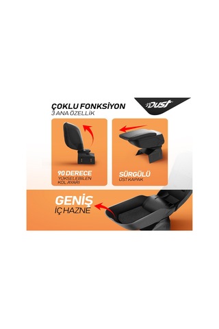 Full Fonksiyonlu Sürgülü Kol Dayama Kolçak (siyah)