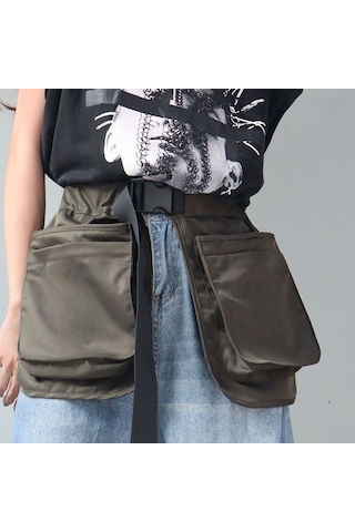 Mufunye Orta Uzunluklu Kanvas Çalışma Apronu, Bahçe/iş Gereçleri İçin Kemerli, Ayarlanabilir Bel, Dayanıklı Materyal, Toplu Alım Asker Yeşili