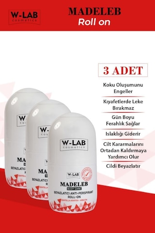 W-Lab Cosmetics Madeleb Beyazlatıcı Roll-On Deodorant 3 x 50 ML