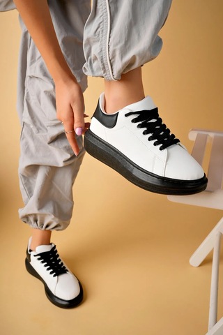 Luis A Costa Lc101 Beyaz Siyah Cilt Siyah Taban Kadın Sneaker Renkli