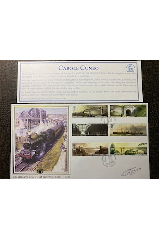 İngiltere Köprü Mimarı İsambard Kingdom Brunel Tren Köprüleri Temalı 2006 Limitli, Islak İmzalı, Tam Seri Pullu Buckingham Zarf Limited No: 279/350
