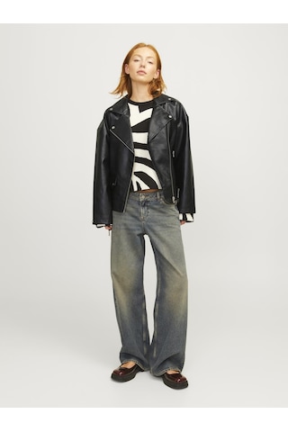 Kadın Fermuarlı Suni Deri Ceket - Frida Black Siyah