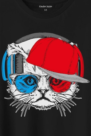 Cat Glasses Gözlüklü Bordo Mavi Spor Trabzon Kedi Baskılı Tişört Unisex T-shirt 001
