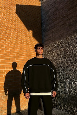 Flaw Atelier Old Skool Kalıp Siyah İçi Pamuklu Sweatshirt-siyah Siyah