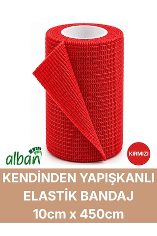 10cm 6'lı Set Kendinden Yapışkanlı Elastik Bandaj, Kohesiv Bandaj 10cm X 4.5m Spor, Bilek, Ayak Bileği, Veteriner Bandajı Kırmızı