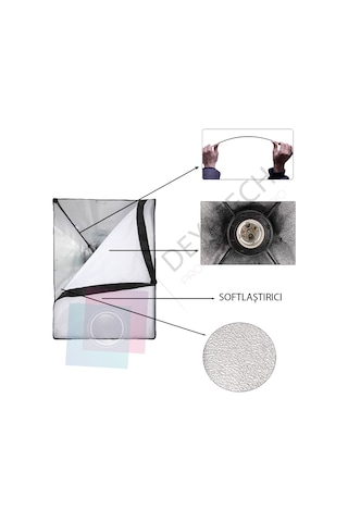 Deyatech Youtube Video Softbox Sabit Işık Seti Sürekli Işık 50X70