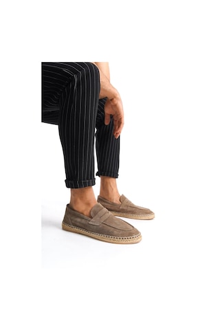 Mubiano Hakiki Deri Summer Erkek Jüt Taban Vizon Süet Espadril & Loafer -mssr1274-vz Vizon