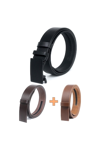 Manda Derisi Otomatik Tokalı Deliksiz Erkek Kemeri - Otomatik Kemer Çok Renkli