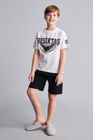 Defacto Beşiktaş Kısa Kollu Pijama Üst Şort Pijama Alt 2li Pijama Takımı Erkek Çocuk H7618a826hswt34 Beyaz-wt34