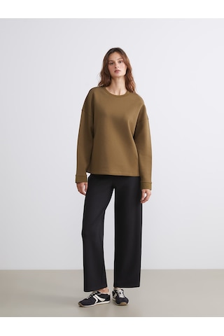 Lcw Vision Haki Bisiklet Yaka Oversize Kadın Sweatshirt