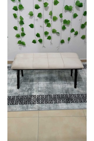Özcan Metal Özel Tasarım Metal Ayaklı Metal Kasalı Bench Mutfak Salon Antre Yatak Odası Puf Bank Bej