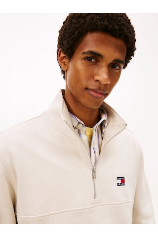 Tommy Hilfiger Tjm Normal Kesim Armalı Yarım Fermuarlı Erkek Beyaz Sweatshirt Dm0dm22344ybh Beyaz