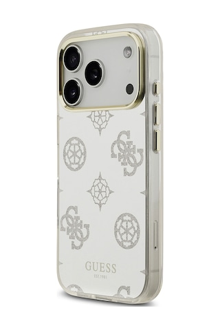 Apple Uyumlu iPhone 17 Pro Max Kılıf Guess Lisanslı Metal Kamera Çerçeveli Simli Peony Aynalı Kapak Gümüş Gümüş