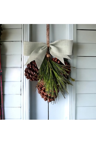 3 Lü Kozalak Ev Dekorasyon Kapı Süsü Yeşil