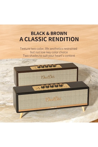 Oneder D8 Wireless Retro Dual Microphone Bluetooth Speaker Kahverengi