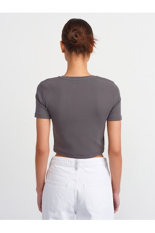 Dilvin Crop T-shirt Füme