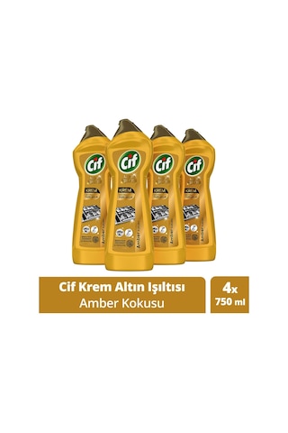 Cif Krem Yüzey Temizleyici Altın Işıltısı Amber Kokulu 4 x 750 ML
