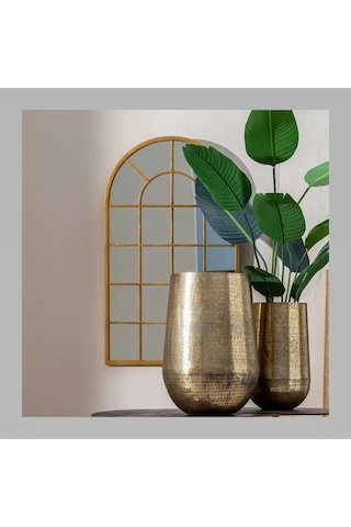 Pencere Model Ayna Duvar Aynası Salon Aynası Dressuar Aynası Gold 103 X 70 Gold