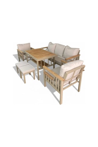 Sole Balkon Takımı, Cappuccino Bahçe Takımı 5+1 Masa 70x110 3lü Koltuk 70x180 Tekli Koltuk 70x70 Gri