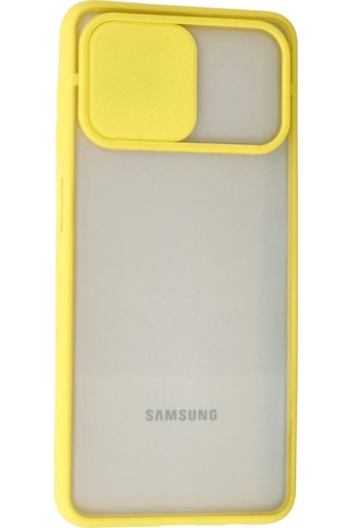 Newface Samsung Galaxy Uyumlu A12 Kılıf Palm Buzlu Kamera Sürgülü Silikon Semeglbl - 72 - Sarı