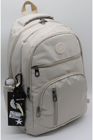 Bej Unisex Okul Çantası Su Geçirmez Kumaş Unisex Okul Sırt Çantası 1700 Bej