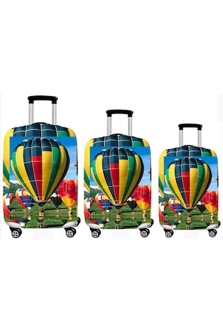 Smart Travel 3lü Set Büyük Orta Kabin Boy Valiz Bavul Koruyucu Kılıfı Balonlu Çok Renkli