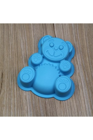 Mavi 3d Ayı Kek Kalıbı Silikon Jöle Fondan Kalıp Çerez Tava Tatlı Kalıp