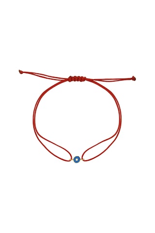 14 Ayar Altın Ipli Nazar Göz Bileklik Mineli - Kırmızı