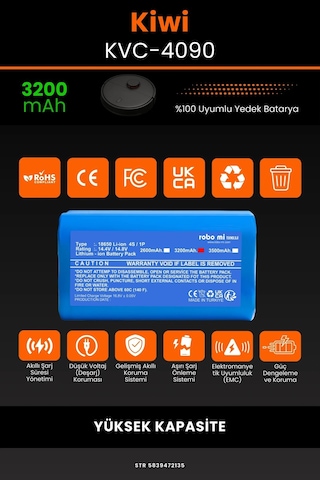 Kiwi Kvc 4090 3200mAh Robot Süpürge Bataryası