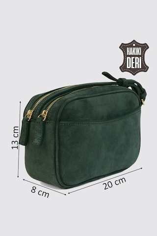 Hakiki Deri Kadın Çapraz Omuz Çantası Yeşil Süet Smr8975 Yeşil Süet