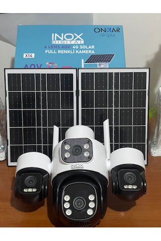 Inox X14 4lens Esim Solar Kamera Çift Panel Güneş Enerjili Kamera