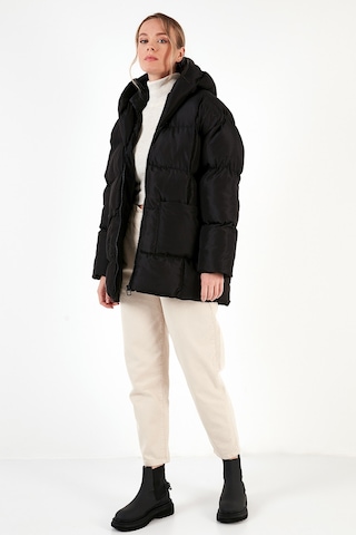 Lela Oversize Fit Kapüşonlu Şişme Bayan Mont 640Y047 Siyah