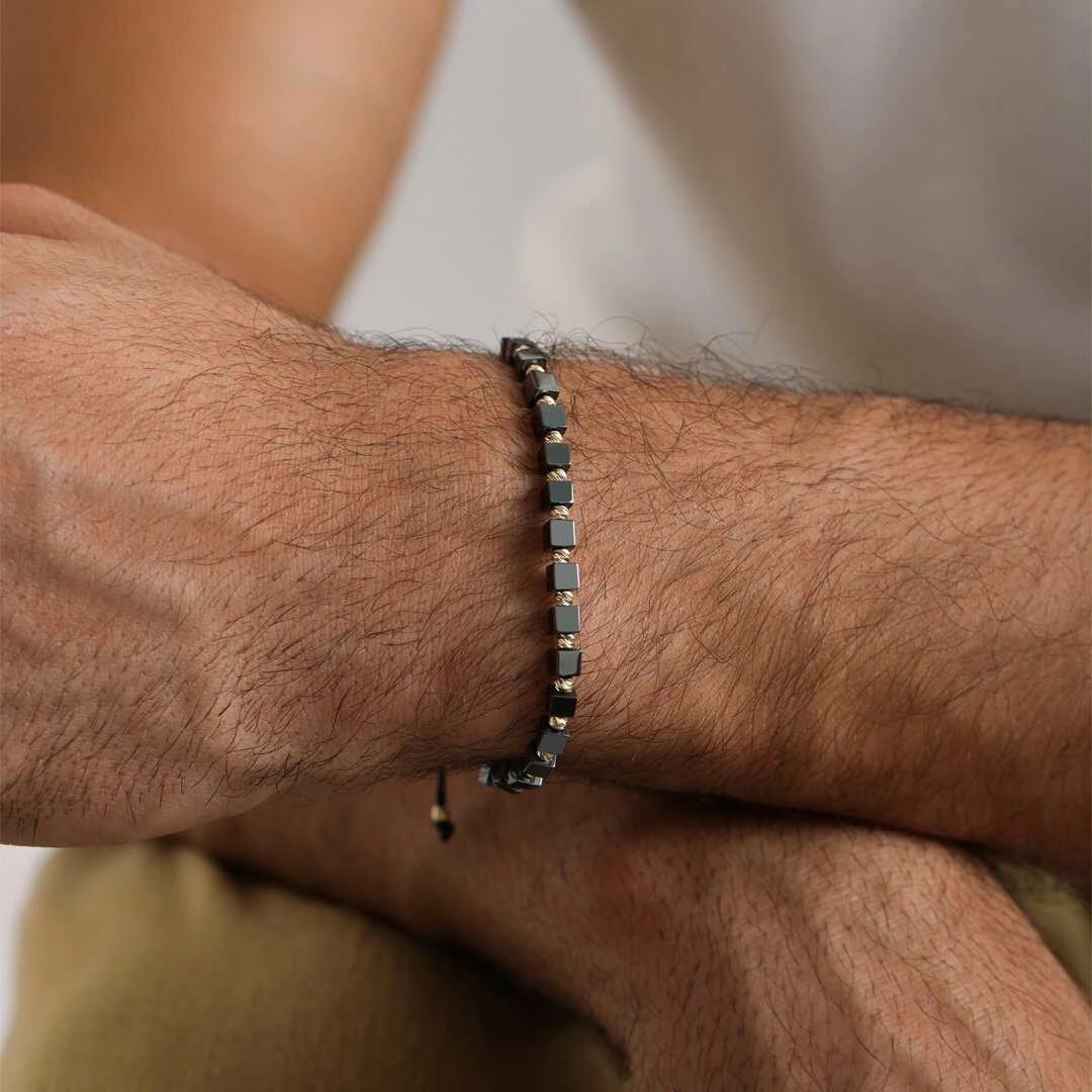 Küp Onix Taşı İpli Erkek Bileklik 12926580