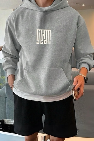 Oksit Yeah Square Ön Baskılı Pamuklu Erkek Sweatshirt 001