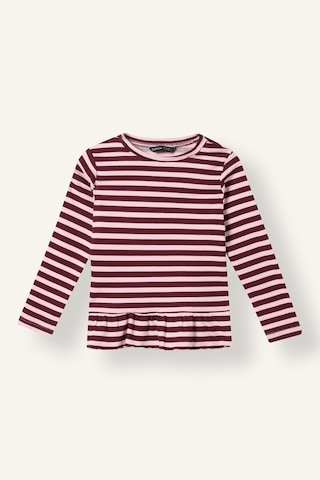 Defacto Relax Fit Bisiklet Yaka Çizgili Fırfırlı Uzun Kollu Tişört Kız Bebek I5091a526aubr115 Bordo-br115