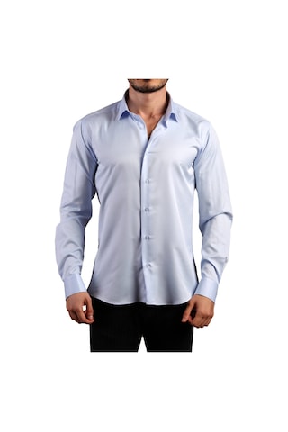 Dicotto Mavi 8 Drop Ekstra Uzun Kol Dar Kesim Micro Kumaş Kol Düğmeli Slim Fit Erkek Gömlek - 197-4 001