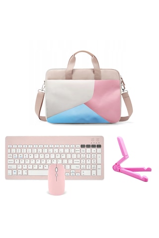 Microcase Samsung S10 Fe İle Uyumlu Tablet Çantası+bluetooth Klavye+bluetooth Mouse+tablet Standı Pembe Al5296 1