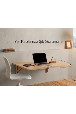 Peak Dizayn Mobilya Duvara Monte Katlanır Mutfak Masası Yer Kaplamayan Çok Amaçlı Duvar Masası Açılır Kapanır Çalışma Ve Yemek Masası Bej