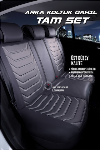 Fiat Doblo 2010-2015 2+1 Parçalı Deri Oto Koltuk Kılıfı Ön Arka Set Füme Antalya Serisi Frsr