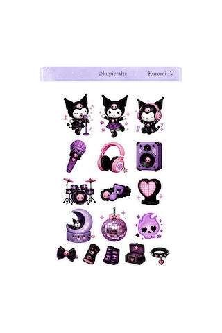 5 Sayfa Kuromi Sticker Seti- Kuromi Sticker - 929194283 Diğer