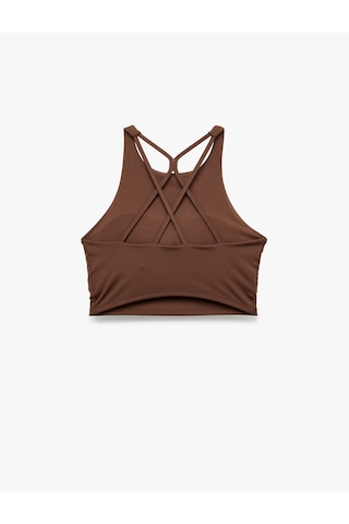 Koton Slim Fit İp Askılı Kolsuz Sırt Detaylı Kaplı Sporcu Sütyeni Kahverengi 7wak30080nk Kahve